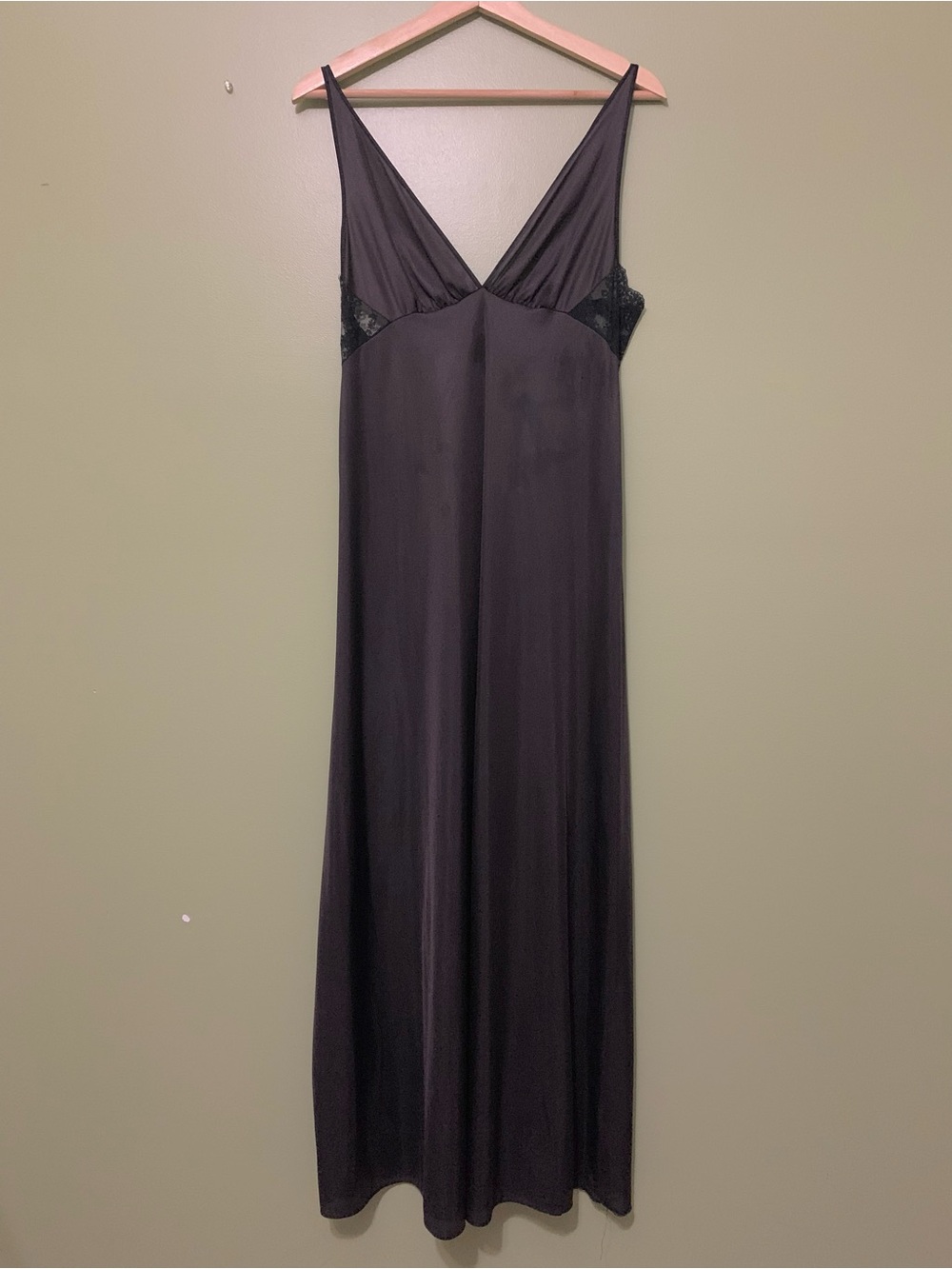 Vintage Texsheen Black Lingerie Maxi Gown Medium - Picture 1 of 8
